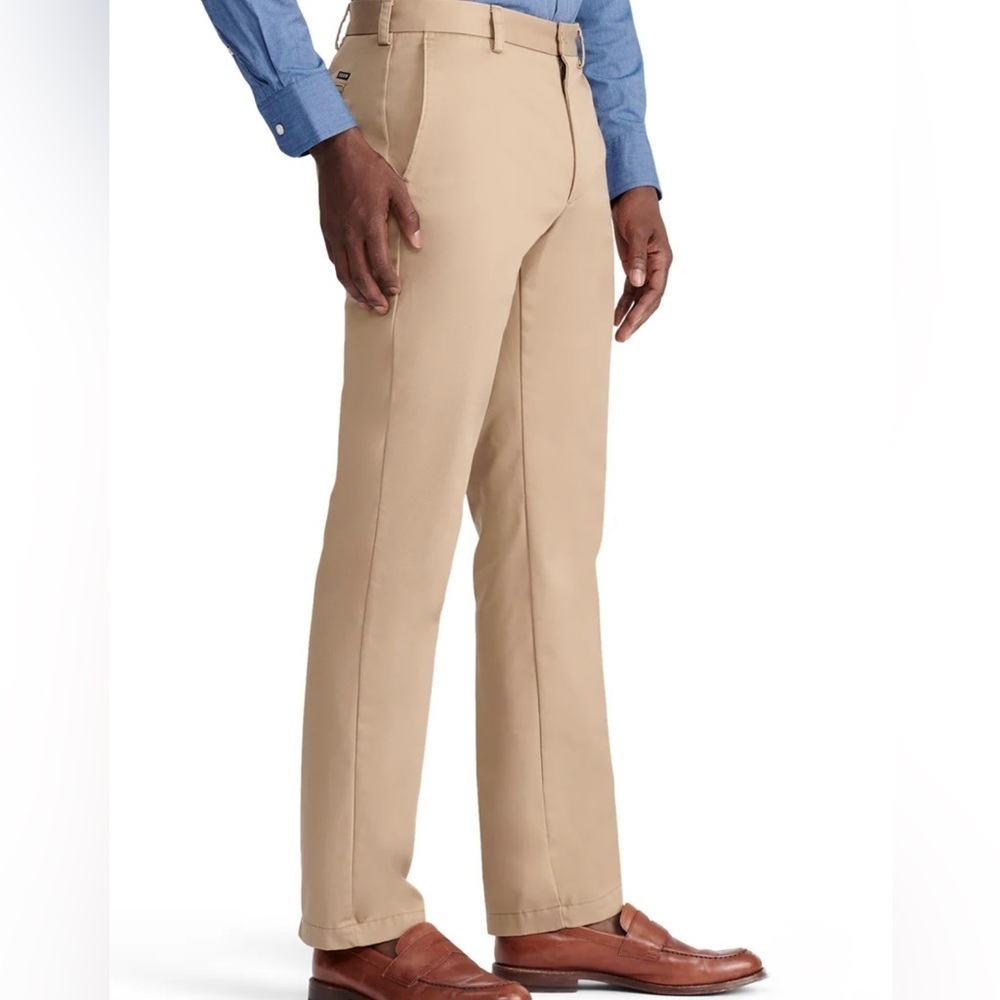 NWT Izod Men's Heritage Chino Flat Front Straight Leg Pants Wrinkle Free 33x32